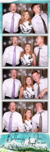 Vertical wedding photo strip of couple and guests for Bethany and Joe