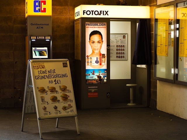 Vintage Fotofix photo automat photo booth at European train station