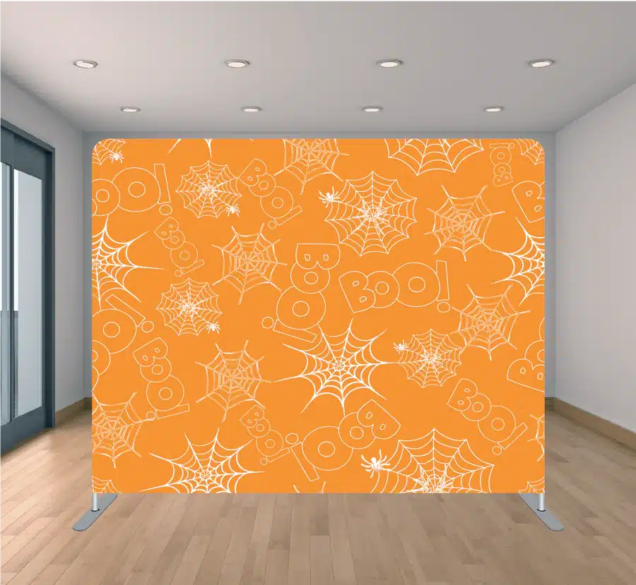 Halloween Boo photo booth backdrop with playful spooky lettering