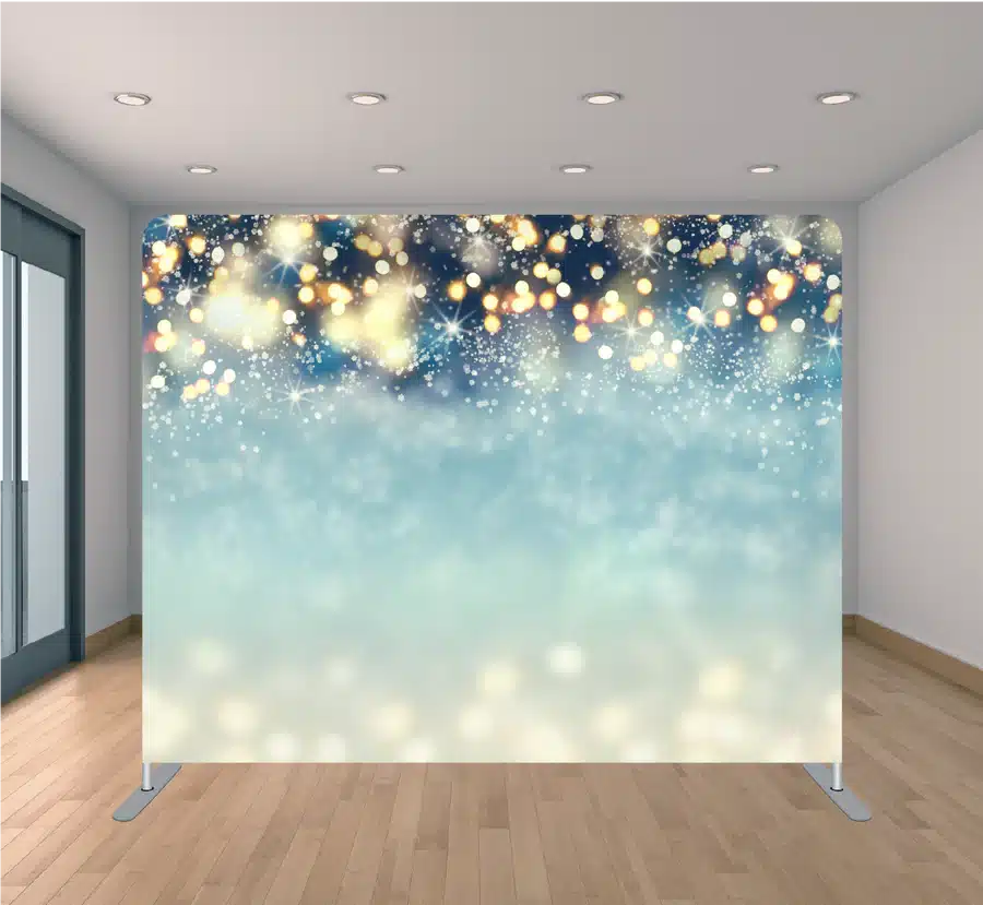 Christmas bokeh photo booth backdrop with green and red glowing lights