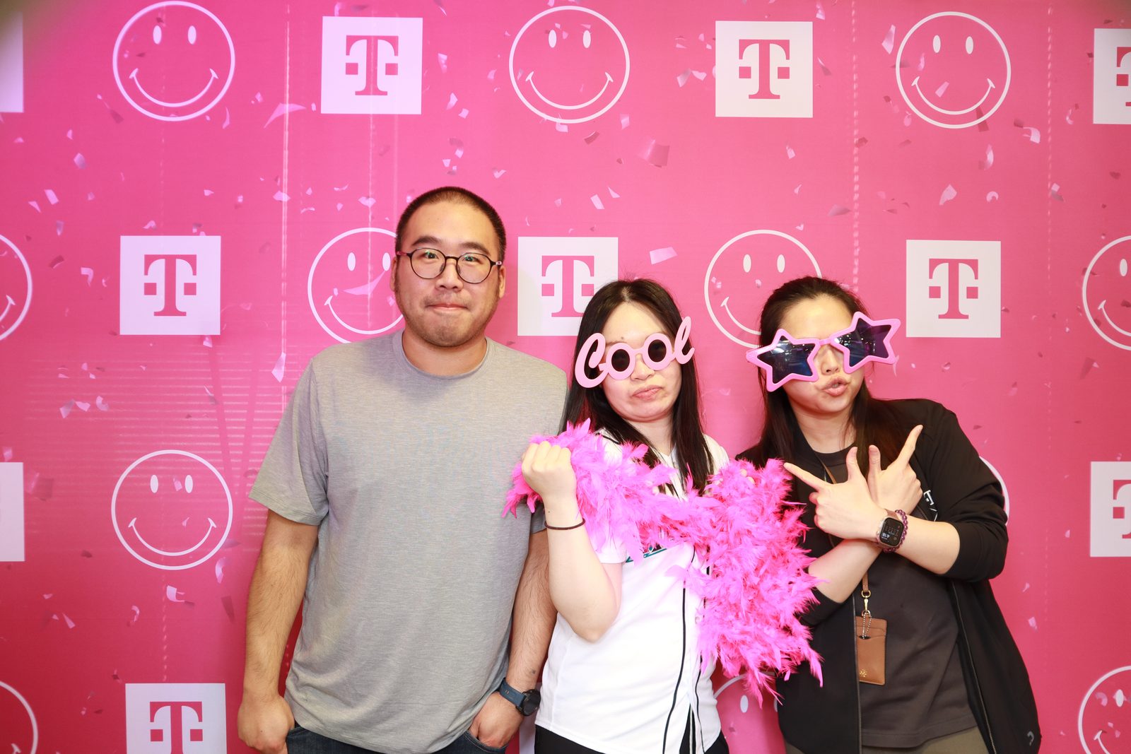 Attendees at a PBPC photo booth activation at a T-Mobile corporate event